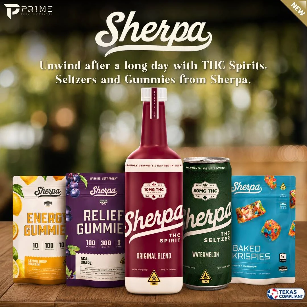 Sherpa Wholesale THC Gummies Seltzers Spirits and Baked Krispies