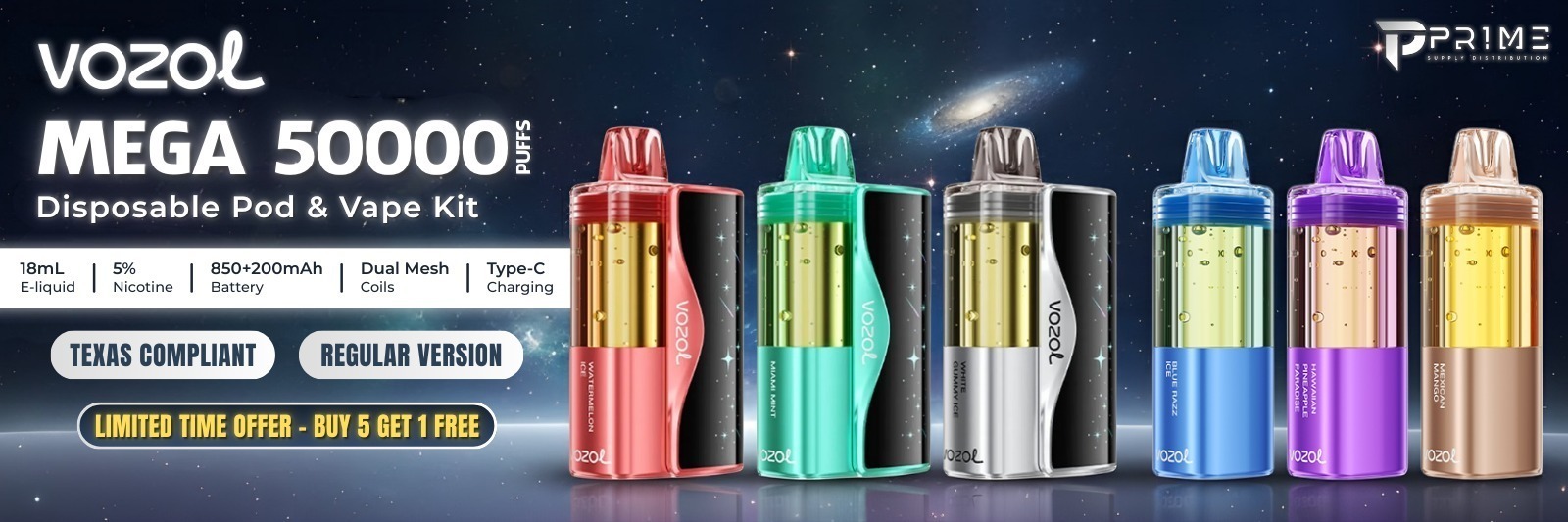 Vozol Mega 50000 Puffs Disposable Pod & Vape Kit