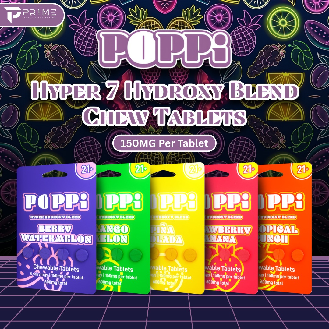 Poppi Hyper 7 Hydroxy Blend Chew Tablets 150MG | Prime Supply Distro