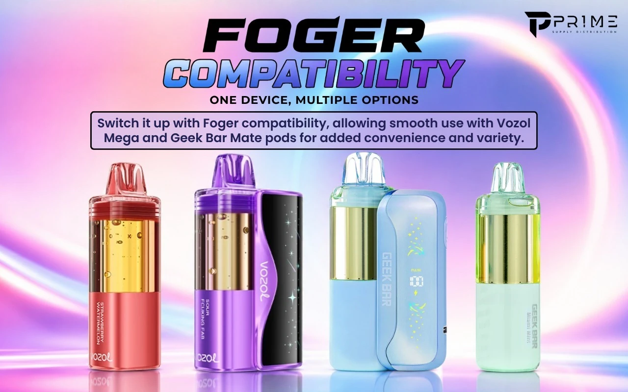 Foger Compatibility with Vozol Mega 50K Vape Kit, Vozol Mega 50K Disposable Pods, and Geek Bar Mate 60K