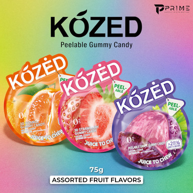 KOZED Peelable Gummy Candy – Assorted Fruit Flavors (Pack of 10