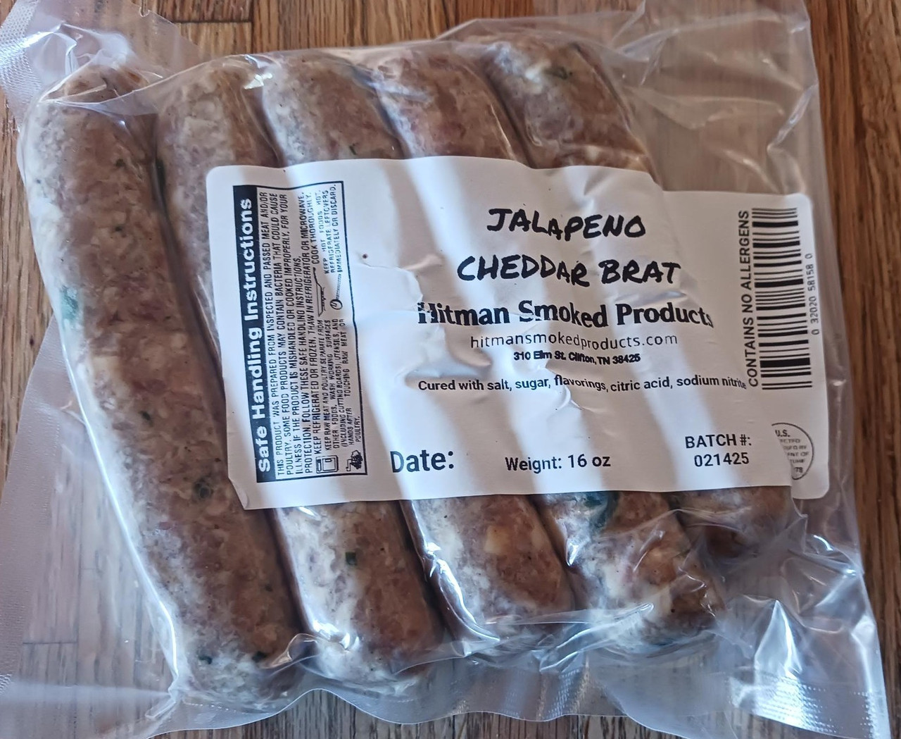 Jalapeno Cheddar Brat 1 lb. - Baconfreak.com