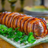 Bacon Wrapped Pork Tenderloin with Maple Apple Glaze