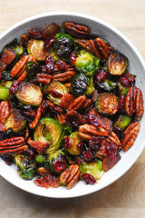 Brussels Sprouts with Bacon, Pecans, and Cranberries