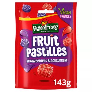 Nestle Rowntree's Fruit Pastilles Strawberry & Blackcurrant Sharing Pouch (143g) Nestle Rowntree's Fruit Pastilles Strawberry & Blackcurrant Sharing Pouch (143g)