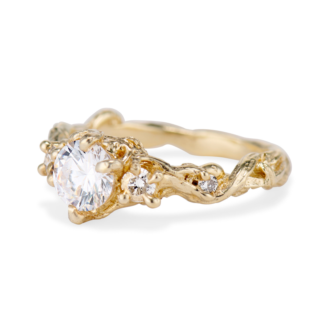 Woodland Three-Stone Diamond Ring Setting | Olivia Ewing