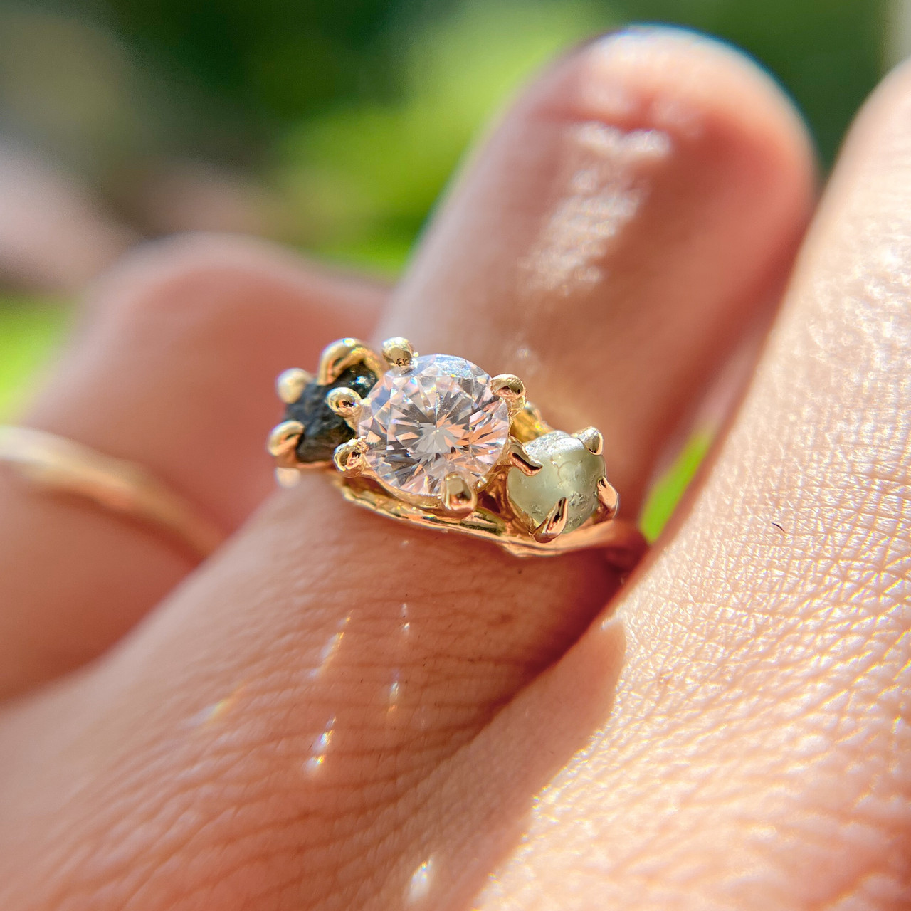 Carat Round Diamond Ring with Side Stone Olivia Ewing