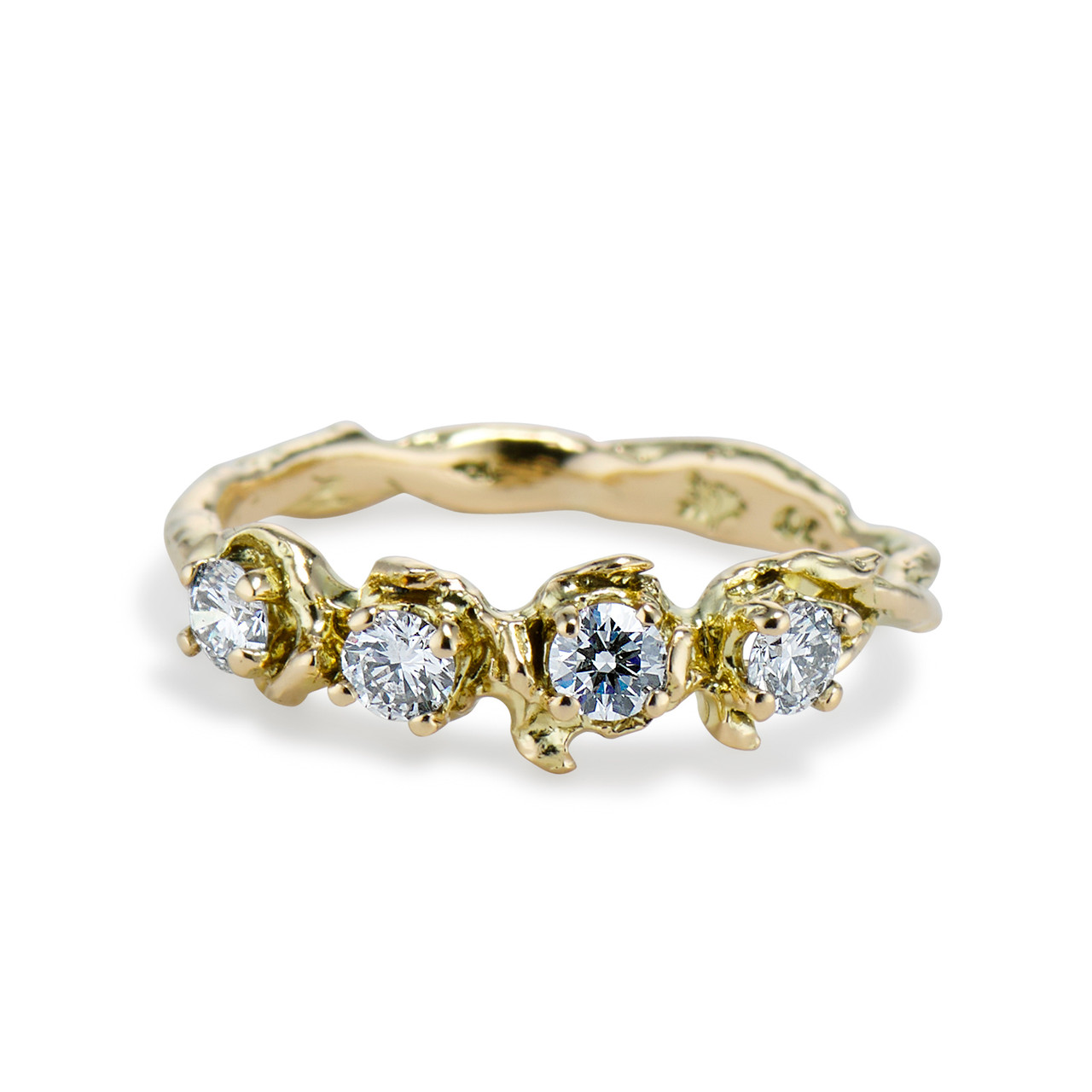 Elegant Platinum Four Diamond Rubover Ring - MW Diamond Jeweller