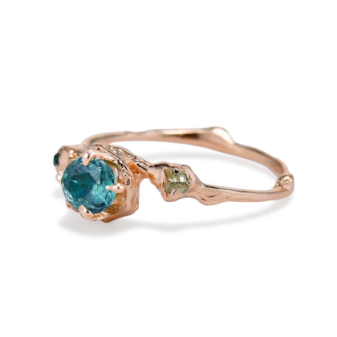 Naples Teal Blue Sapphire Trio Ring | Olivia Ewing