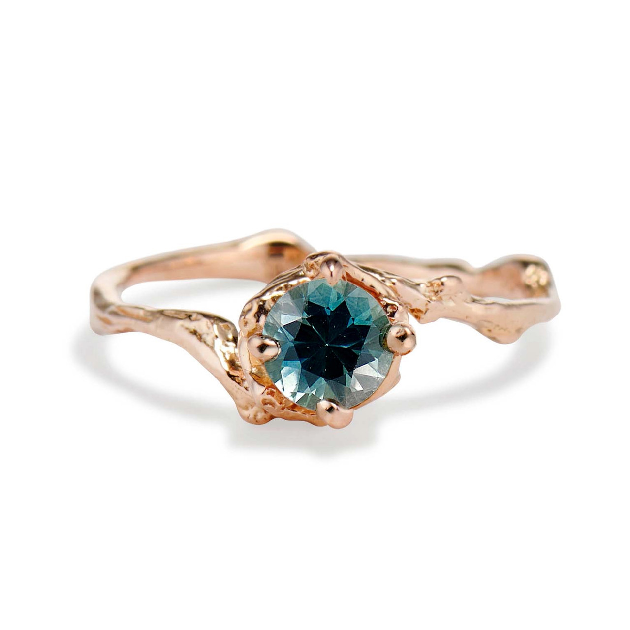 Naples Teal Sapphire Solitaire Engagement Ring | Olivia Ewing