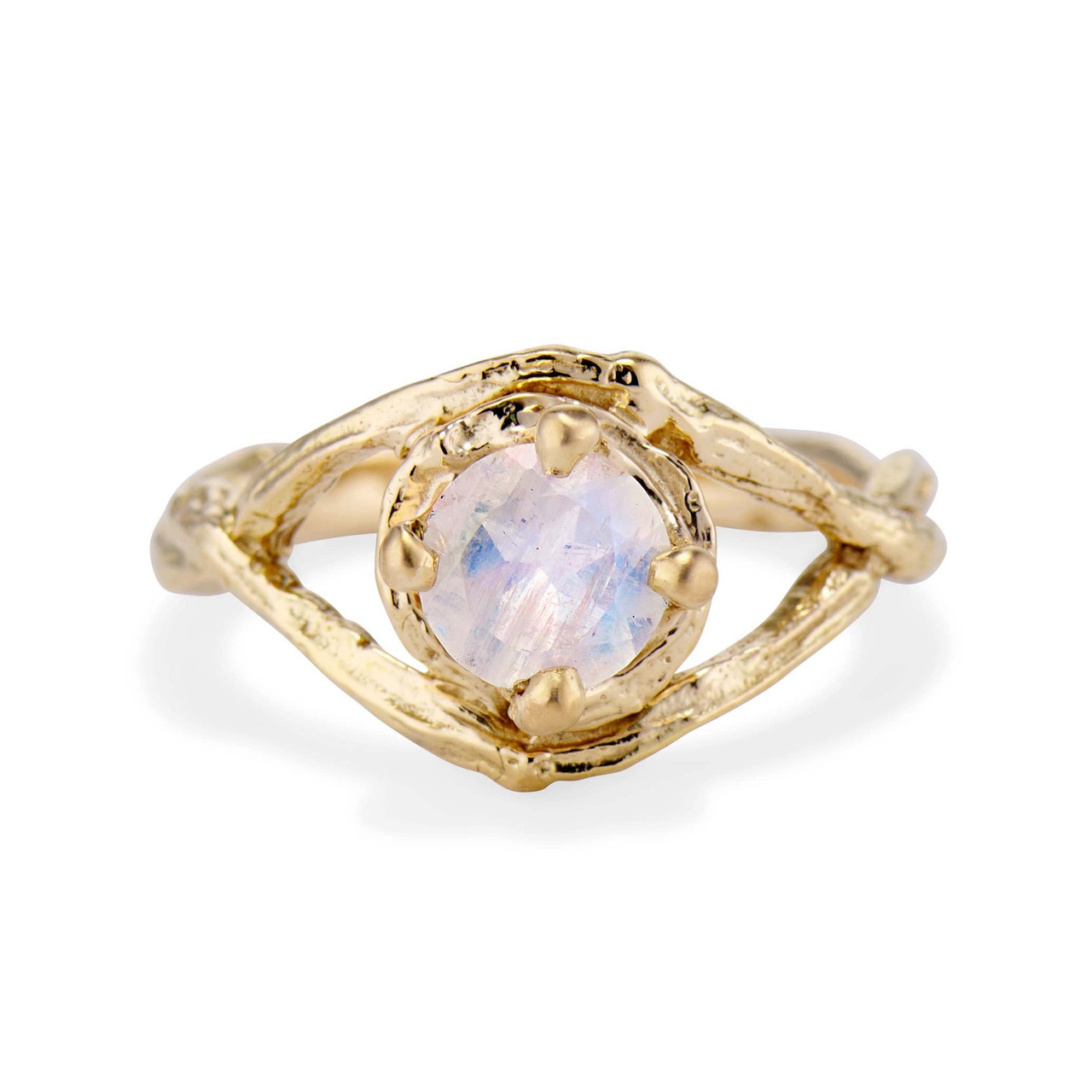 Faylin Rainbow Moonstone Solitaire Engagement Ring