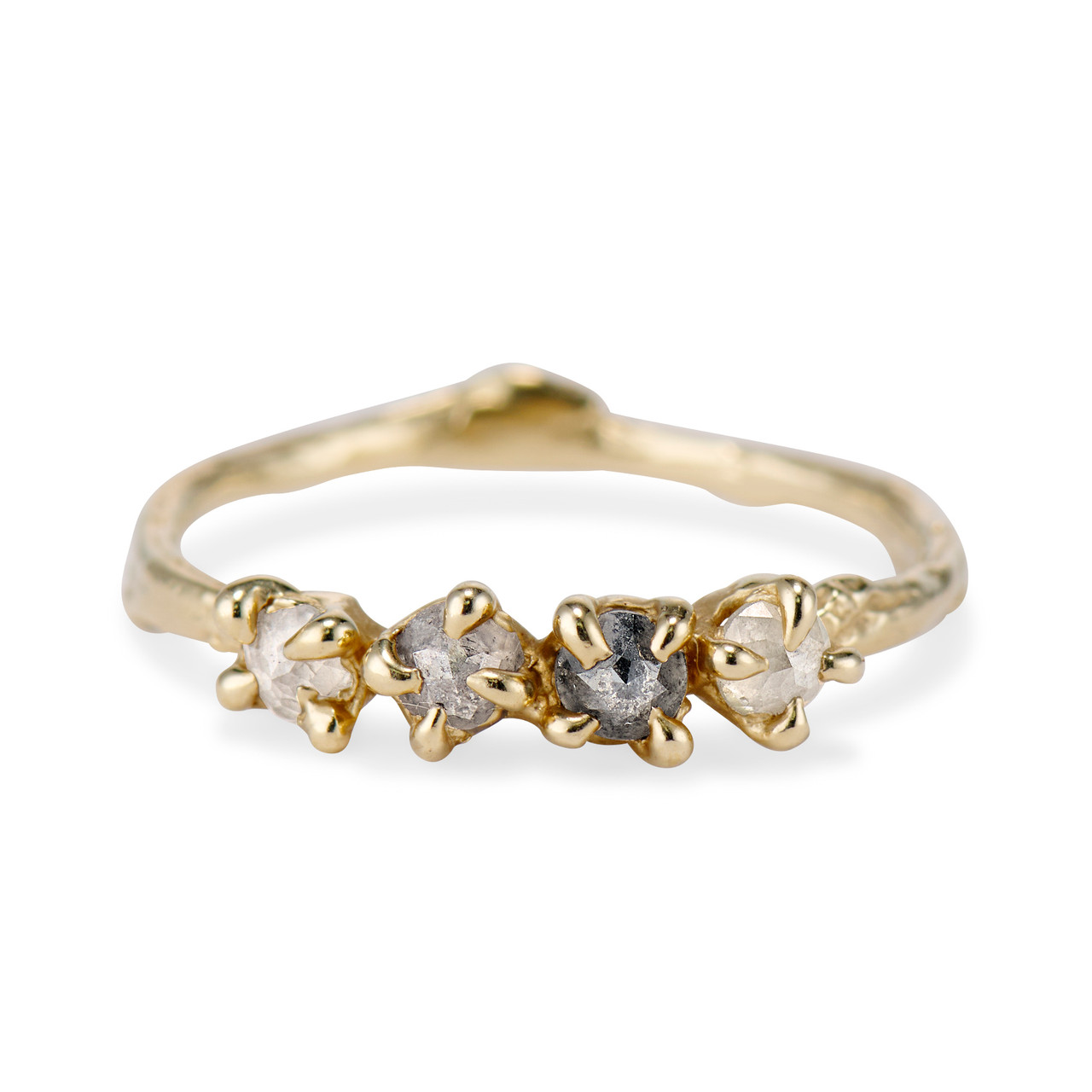 14K Gold Black Diamond Ring/dainty Black Diamond Engagement 