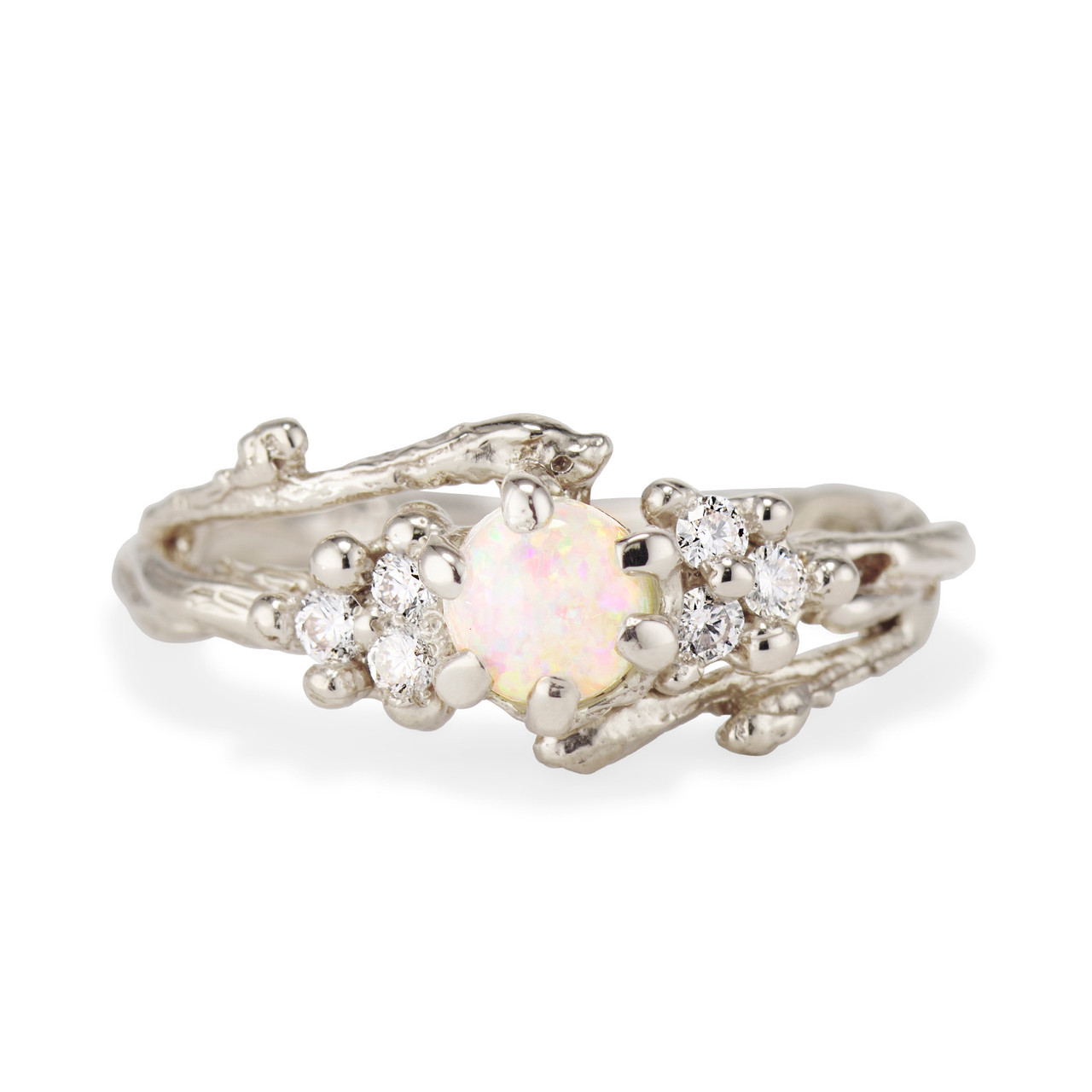 Union Goddess White Opal Diamond Cluster Engagement Ring