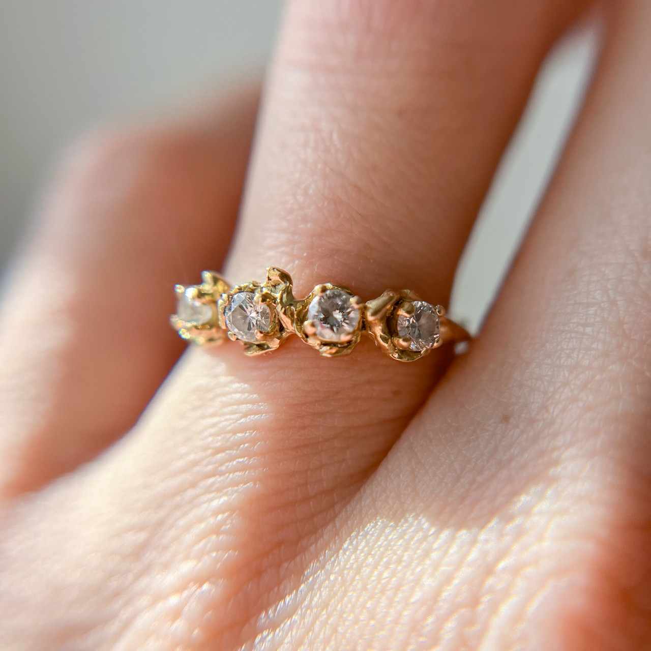 Union Yellow Gold Four Stone Diamond Ring for Sale