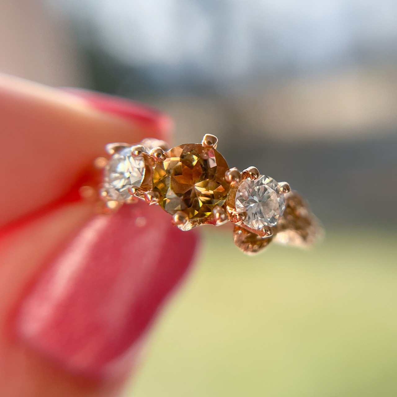 Grace Three Stone Tourmaline Wedding Ring | Olivia Ewing