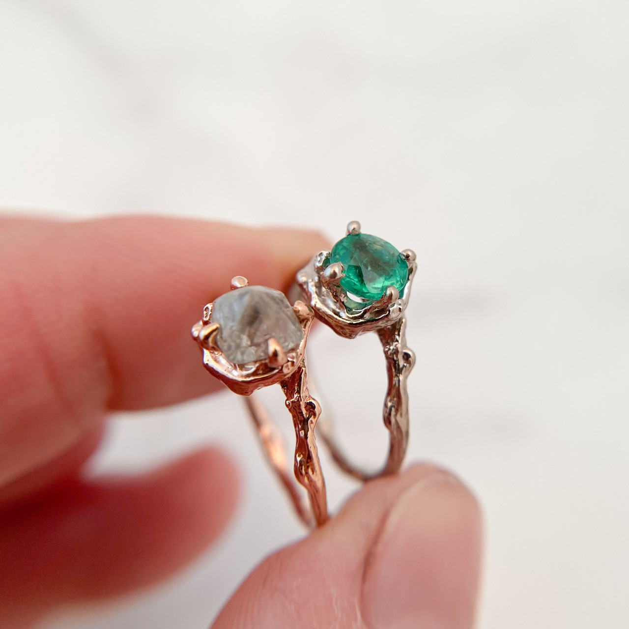 Antique Square Emerald & Diamond Ring