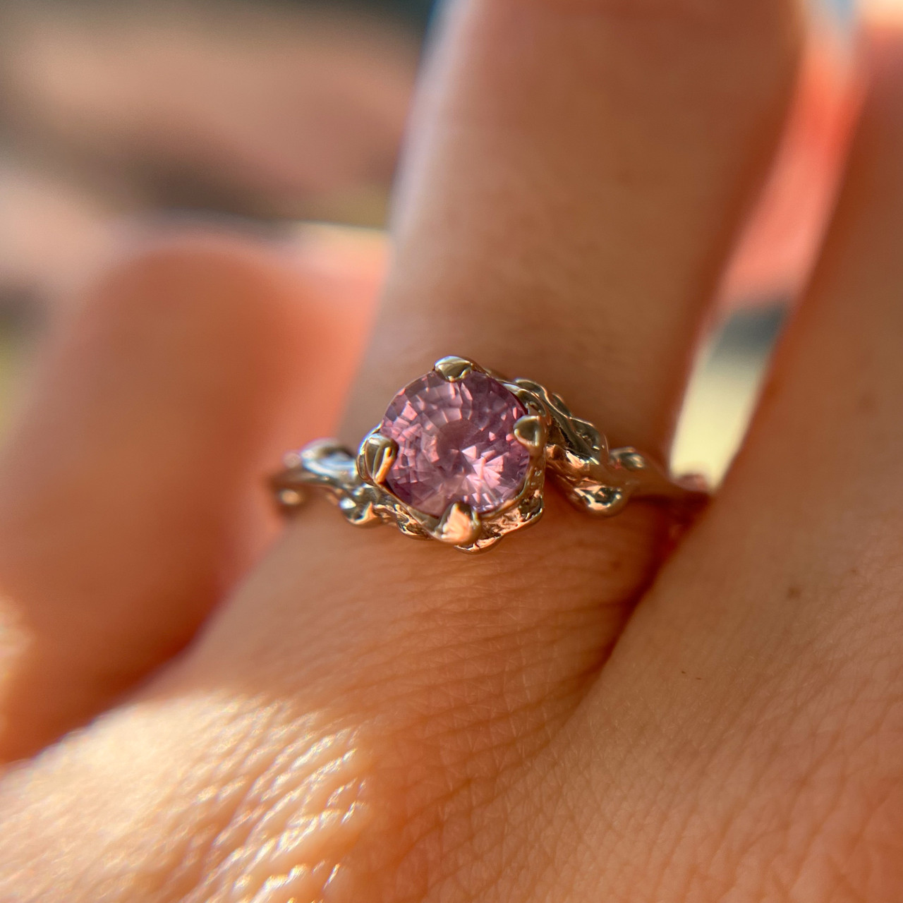 Large Mason Pink Sapphire Solitaire Ring - Ready to Ship