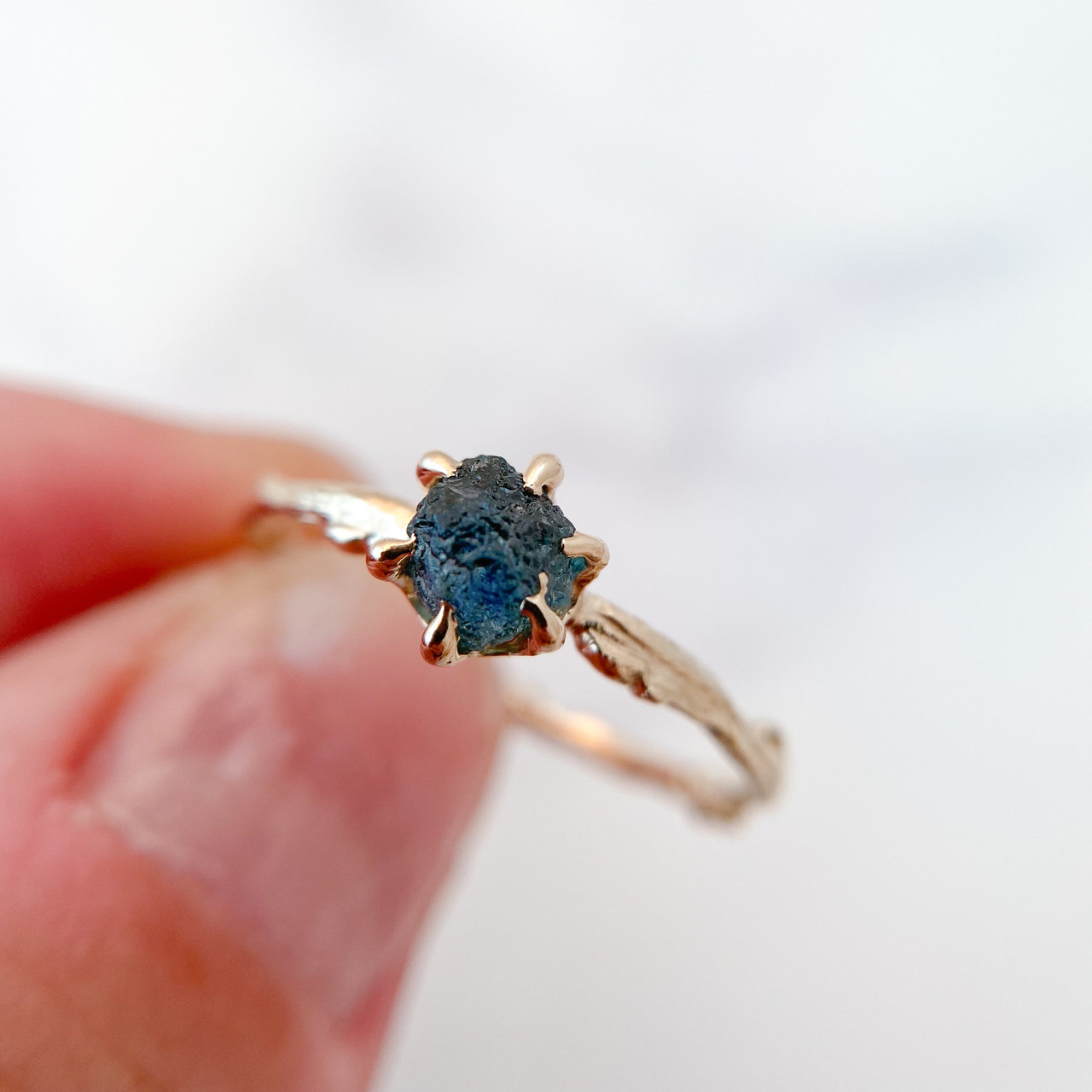 Raw blue sales sapphire ring