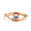 14K rose gold unique engagement ring with textured twig band by Olivia Ewing Jewelry