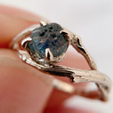 14K White Gold Unity Rough Montana Sapphire Solitaire Ring by Olivia Ewing Jewelry