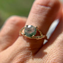 18K Yellow Gold Unity 6mm Moss Agate Solitaire Ring