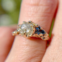 14K Yellow Gold Juniper 1.38ct Rough Diamond and Aquamarine Accents Cluster Ring