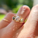 14K Yellow Gold Unity Diamond and Montana Sapphire Three Stone Ring by Olivia Ewing Jewelry