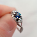 Platinum Unity Sapphire & Diamond Three Stone Ring by Olivia Ewing Jewelry
