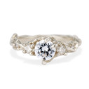 14K White Gold Woodland Diamond Three Stone Ring by Olivia Ewing Jewelry