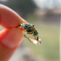 14K Yellow Gold Woodland Moss Agate Three Stone Ring