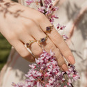 14K Yellow Gold Naples Alexandrite Half Halo Ring by Olivia Ewing Jewelry