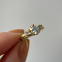 18K Yellow Gold Woodland Opalescent Diamond Three Stone Ring by Olivia Ewing Jewelry