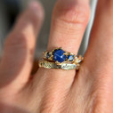 14K Yellow Gold Woodland Star Sapphire Three Stone Ring by Olivia Ewing Jewelry