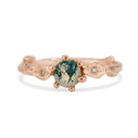 14K Rose Gold OOAK Flora Moss Agate Solitaire Ring by Olivia Ewing Jewelry