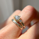 14K Yellow Gold Woodland Diamond Three Stone Ring by Olivia Ewing Jewelry
