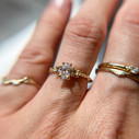 14K Yellow Gold Naples Oval Diamond Three Stone Ring by Olivia Ewing Jewelry
