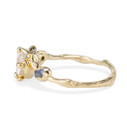 14K Yellow Gold Naples Diamond & Rough Montana Sapphire Trio Ring by Olivia Ewing Jewelry