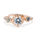 14K Rose Gold Naples Diamond & Rough Montana Sapphire Trio Ring by Olivia Ewing Jewelry