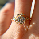 14K Yellow Gold Naples Grande Diamond Half Halo Ring by Olivia Ewing Jewelry