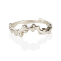 14K white gold curved flower bud ring by Olivia Ewing Jewelry