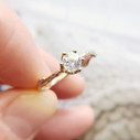 14K Yellow Gold Garland Diamond Solitaire Ring by Olivia Ewing Jewelry