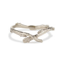14K white gold crossed twig wedding ring by Olivia Ewing Jewelry