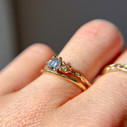 14K Yellow Gold 1.5mm Driftwood Ring and Naples Salt & Pepper Diamond Three Stone Ring