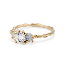 Yellow Gold Naples Diamond and Rough Montana Sapphire Three Stone Ring by Olivia Ewing Jewelry