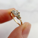 14K Yellow Gold Naples Diamond and Rough Montana Sapphire Three Stone Ring by Olivia Ewing Jewelry