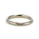 White gold rounded wedding ring with nature inspired texture by Olivia Ewing Jewelry