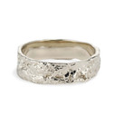 14K white gold textured bark ring  by Olivia Ewing Jewelry