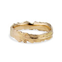 14K yellow gold textured wedding band by Olivia Ewing Jewelry
