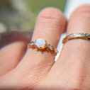 14K White Gold Flora Opal Solitaire Ring by Olivia Ewing Jewelry