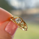 14K Yellow Gold Laurel Diamond Solitaire Ring